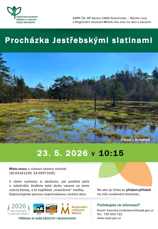 Pozvánka na akci Procházka Jestřebskými slatinami.